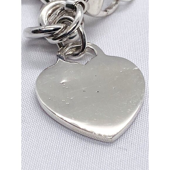 Tiffany & Co Sterling Silver Blank Heart Tag Charm Bracelet 7.75" - Picture 2 of 12